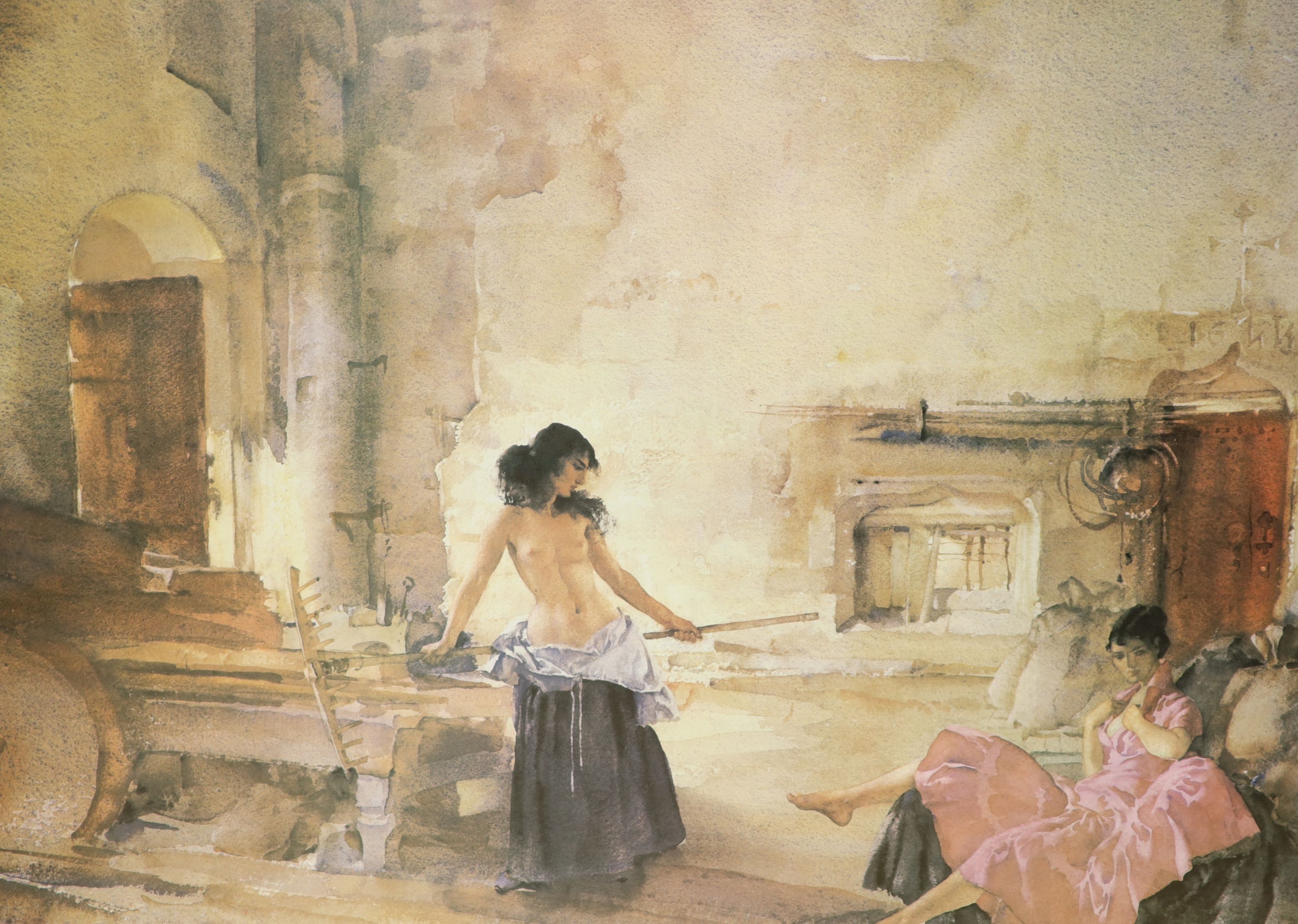 William Russell Flint, two limited edition prints, In a Burgundian Granary & Cecelia and her studies, 509/850 and 621/850, 52 x 66cm and 29 x 39cm